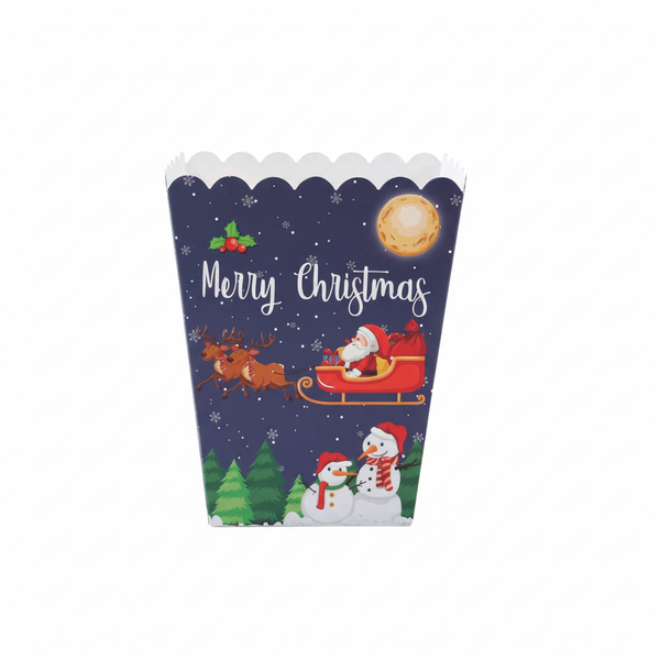 10-Piece Christmas Designed Festive Popcorn Boxes - Blue