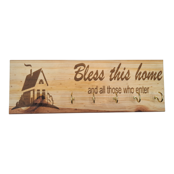 Gift Emporium Wooden Engraved Key Holder - Bless This Home Design