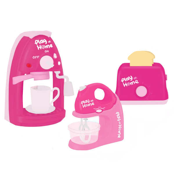 Kid's Cookware Pretend Play Toys with Toaster, Coffee Maker and Mixer