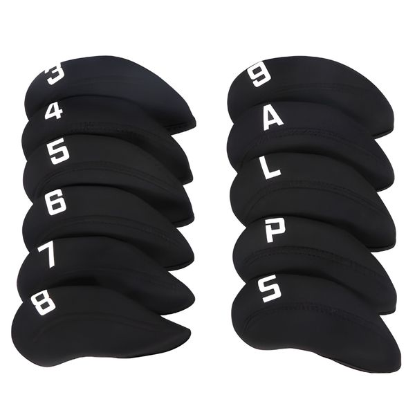 Golfs Iron Club Head Cover Black Windowless Numbers 11 - Pack