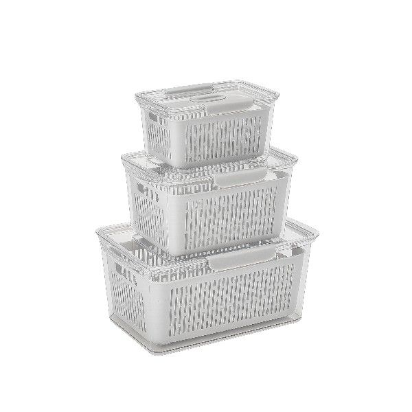 3-Piece Household Refrigerator Storage Set - Grey