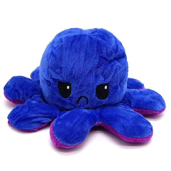 purpleX Happy Sad Octopus - Mini Mood Octopus Plush Toy - Blue &amp; Purple