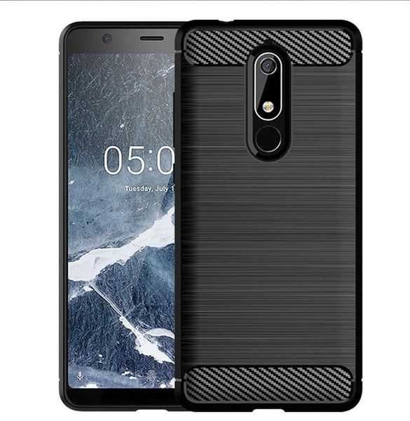 CellTime™ Nokia 5.1 Shockproof Carbon Fiber Design Cover - Black