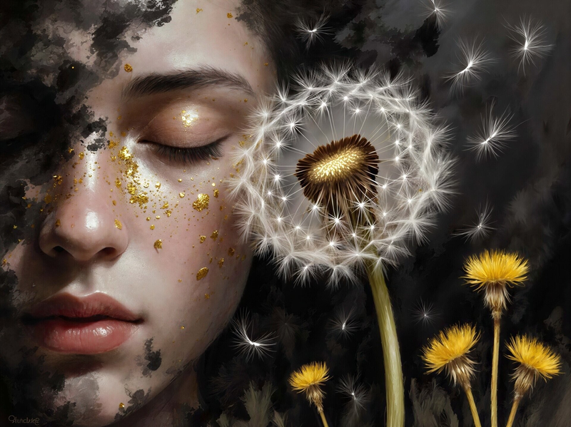 Modern Canvas Wall Art Home Decor - Gold Dandelions