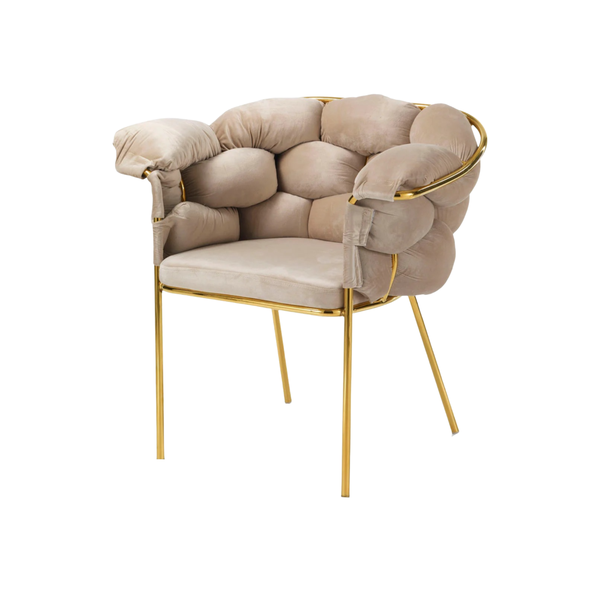 Modern Comfortable Velvet Chair with Backrest and Armrest - Set of 2