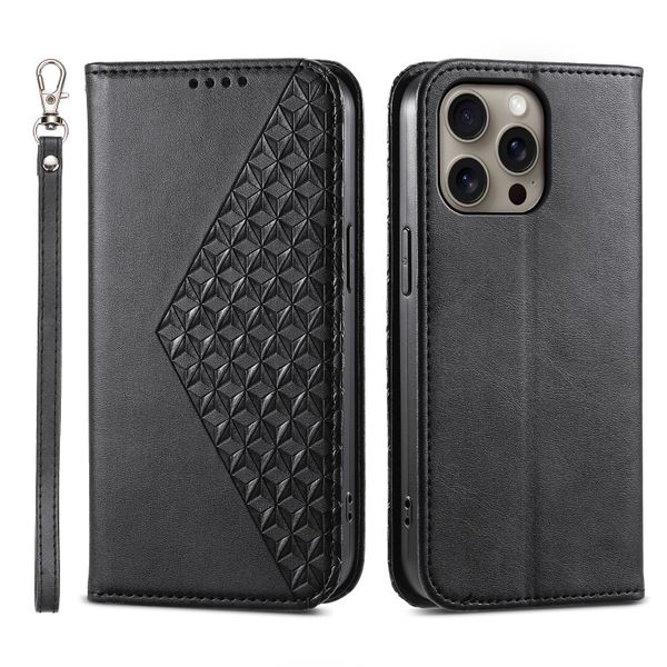 Diamond Calf Magnetic Phone Case Compatible with iPhone 15 Pro Max