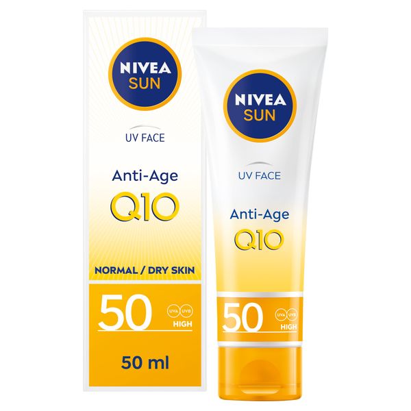 NIVEA SUN Q10 Anti-Age Face Cream SPF50 Sunscreen, Sun Protection, 50ml