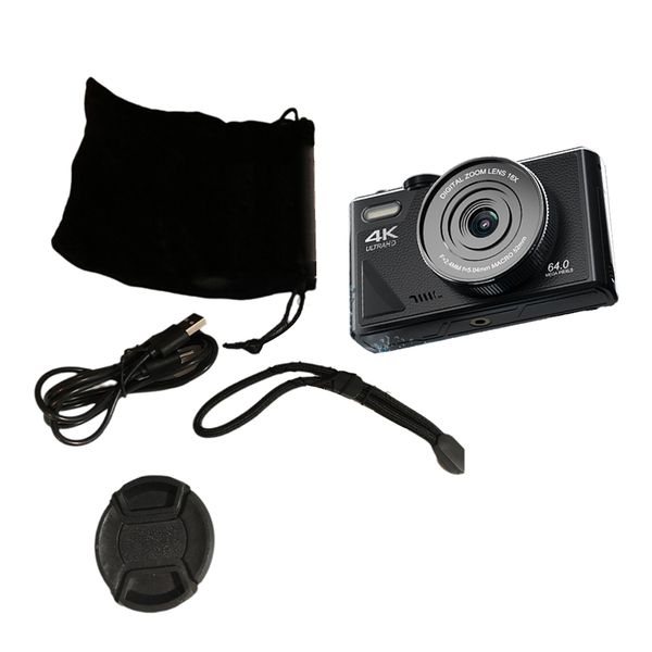 64Mp Digital Camera for Photography 4K Video Vlog Camcorder Black