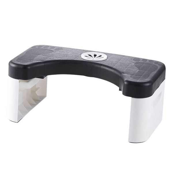 Foldable Toilet Footstool - Adjustable Bathroom Squat Stool Black &amp; White