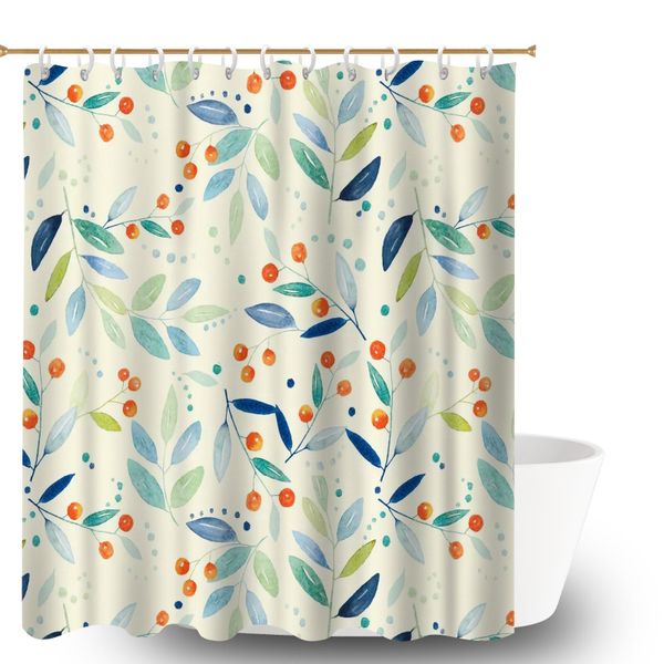 Foliage Print Shower Curtain Bathroom Decor, 180x180cm Bathtub Curtain