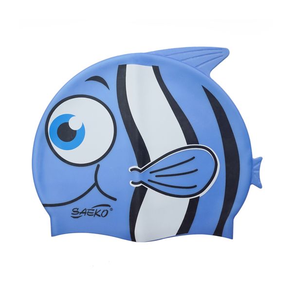 Saeko Kids Silicone Fish Swimming Cap - Blue