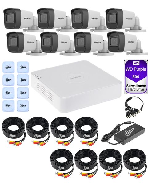 Hikvision 8 Channel Bullet Camera Kit - 500GB - New SBR Bundle