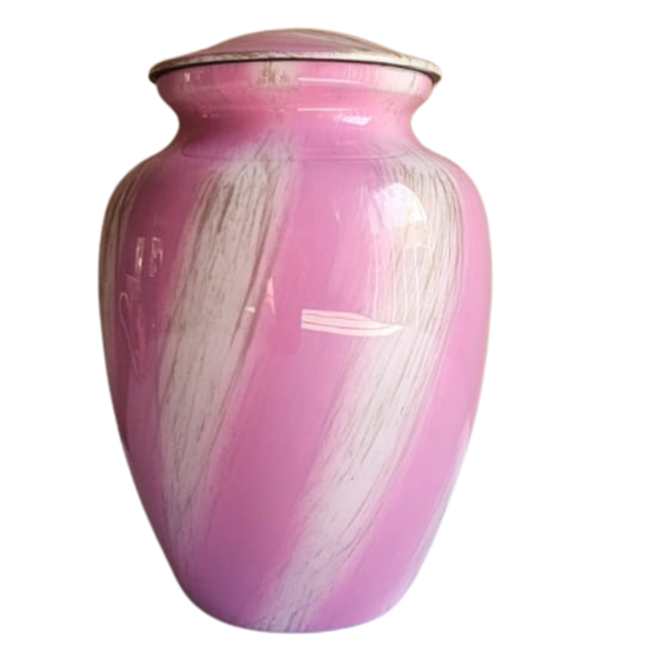 Pink Swirl Aluminium Memorial Cremation Urn For image