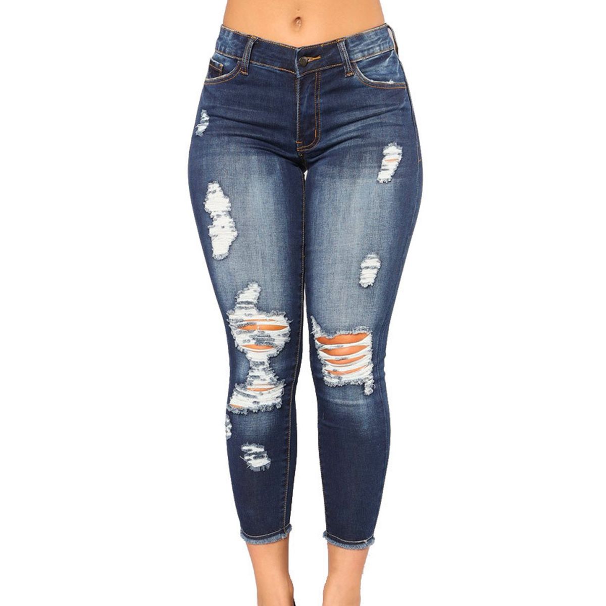 Ripped Skinny Jeans For Women - Dark Blue | Shop Today. Get it Tomorrow ...