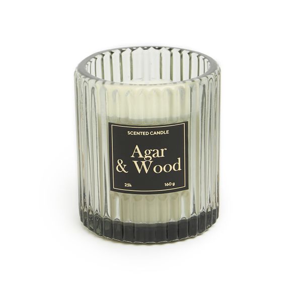 George &amp; Mason - Agar &amp; Wood Scented Candle in Glass Holder 8.5cm