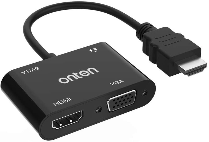 Onten OTN-5165HV HDMI to FHD HDMI + VGA with Audio Converter Adapter