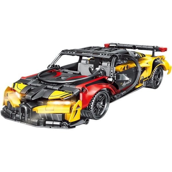 509 Pieces Pullback Sports Car Building Block Set - Black/Red/Yellow