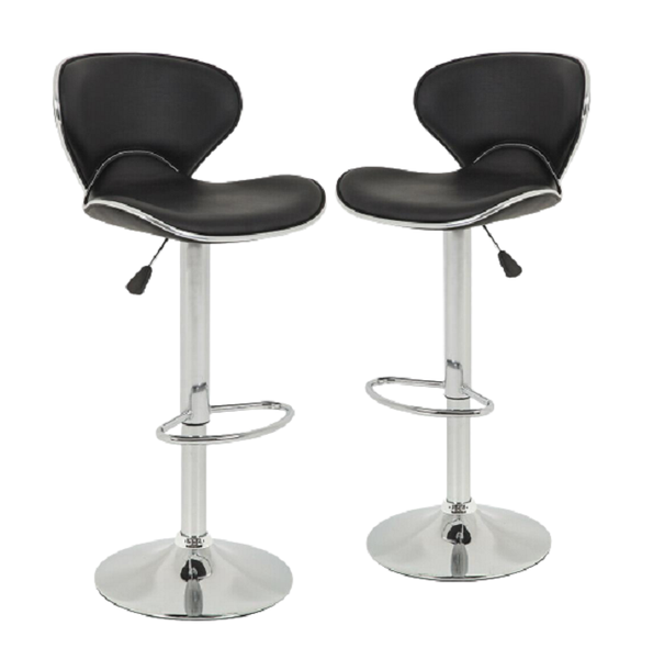 Swivel Bar Chairs Counter Height Bar Stools - Set of 2 - Black