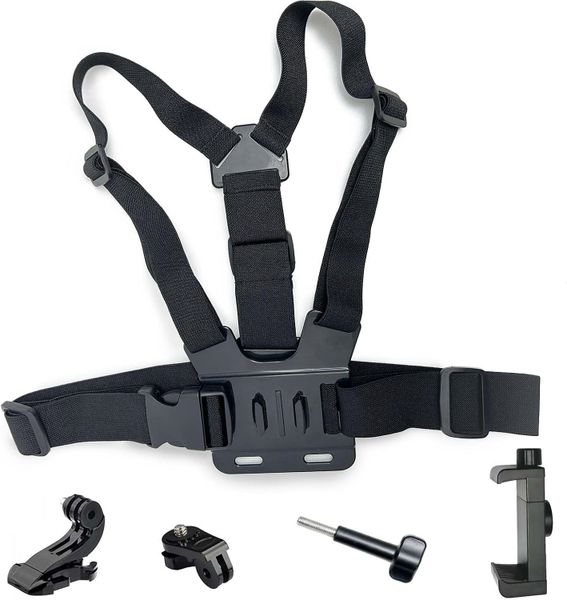 Adjustable Action Camera Chest Harness Mount Kit with Phone Holder