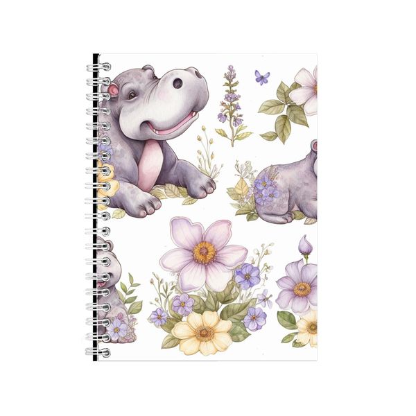 HIPPOPOTAMUS Watercolor Gift Idea A5 Notebook Christmas