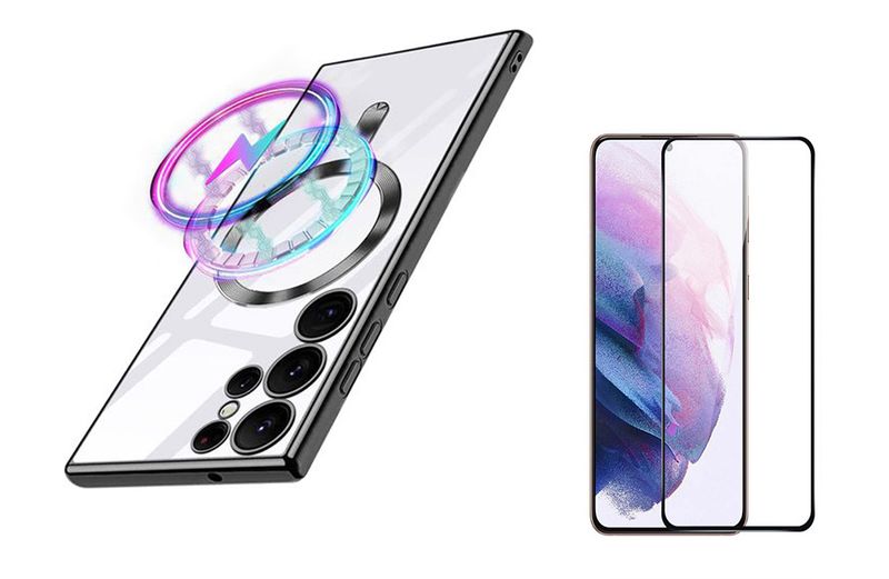 (set of 2) Case &amp; tempered glass For Samsung galaxy S23 U/23 P/S23 Magsafe