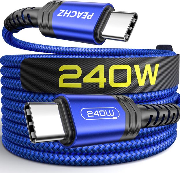 PEACHZ 240W USB-C to USB-C Cable - 2m Type C Fast Charging Cord