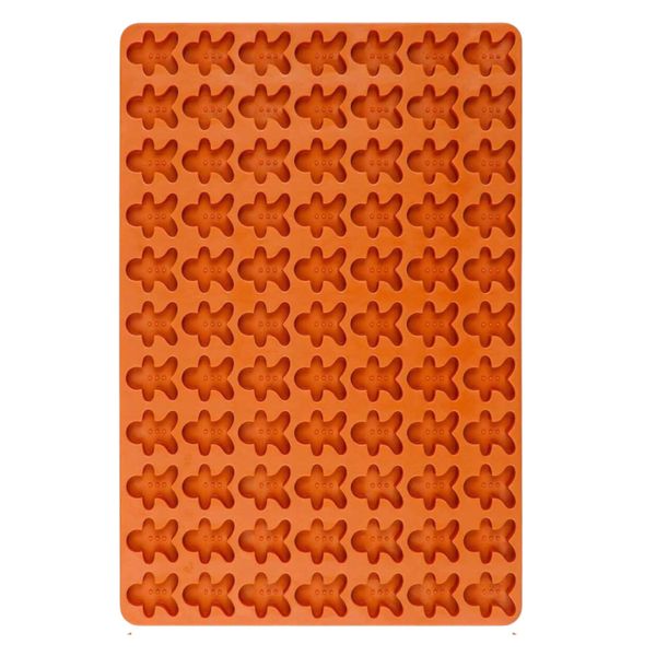 77 Cavity Gingerbread Man Silicone Candy &amp; Ice Cube Mould - Orange
