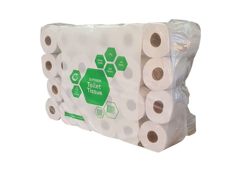 Toilet Roll 1 Ply Embossed Recycled - 48 Pack