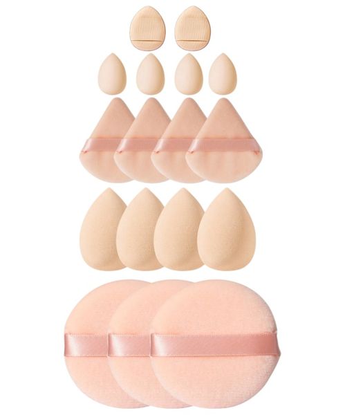 17 Piece Beauty Tool Kit With Beauty Blenders &amp; Powder Puffs - Beige/Pink