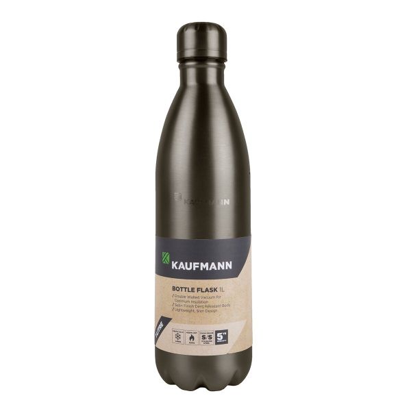 Kaufmann - 1 Litre Stainless Steel Flask Bottle - Grey