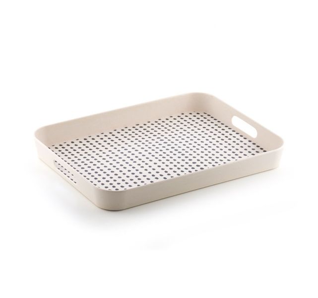 Eco-Friendly Bamboo Tray with Dot Pattern