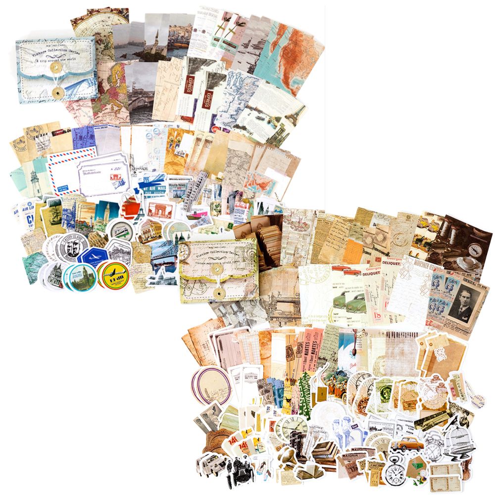 Craft 300 Piece All Inclusive Vintage Scrapbooking Journaling Jumbo Kit
