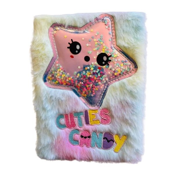 Furry Plush Confetti Lined A5 Notebook (80 Pages) Set of 2