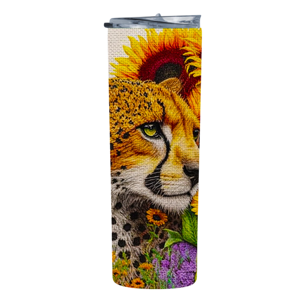 Embroidered CHEETAH 20 Oz Straight Skinny Tumbler 028