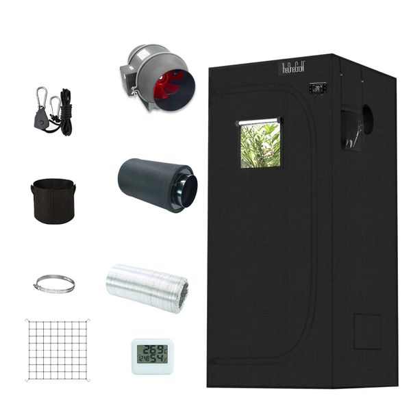 TheOneGrow 90x90×180cm Grow Tent Kits High Reflective Mylar 600D
