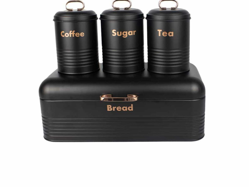 Totally Home Retro Breadbin Steel Design with 3 Piece Matching Canister Set