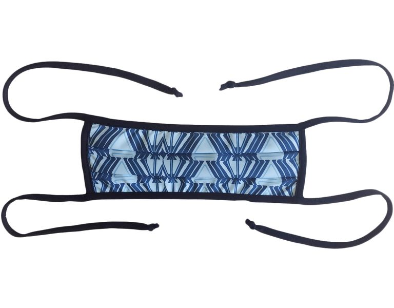 Larry's Double Layer Sublimted Fabric Face Mask - Triangles Blue