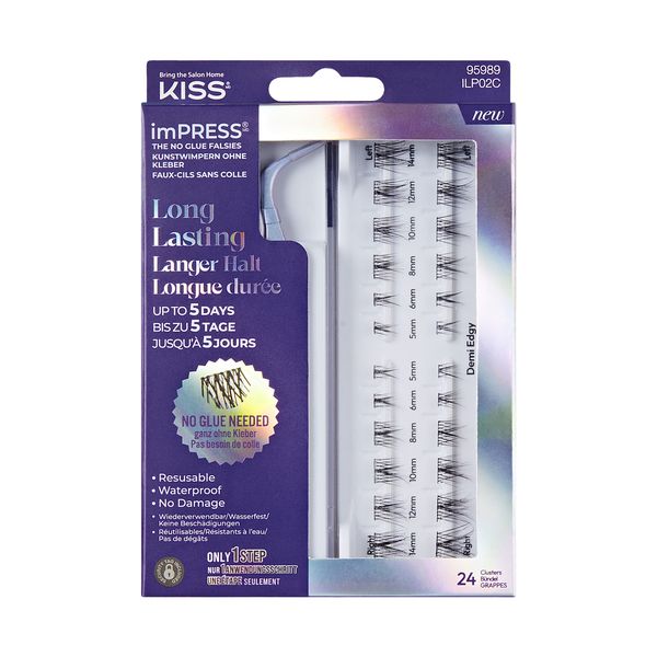 KISS imPRESS Self Adhesive False Eyelashes, Demi Wispy Press On Lashes