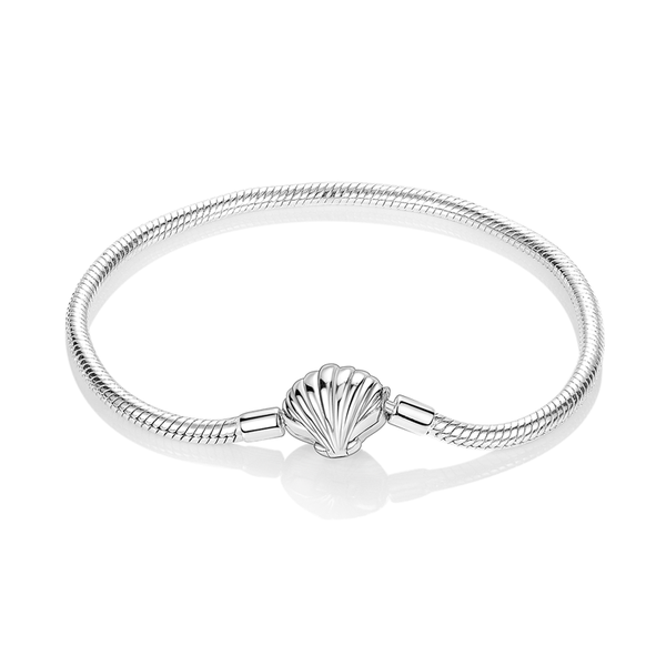 Seaside Shell Clasp S925 Sterling Silver Snake Charm Bracelet