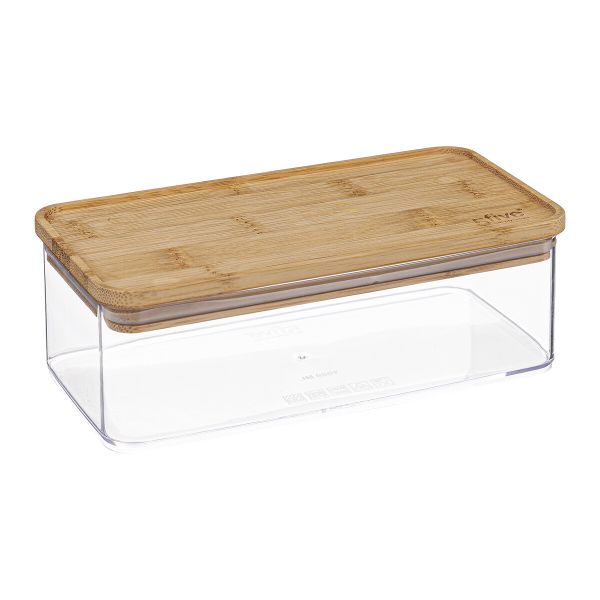 5five Acrylic Storage Rectangular with Bamboo Lid 1L