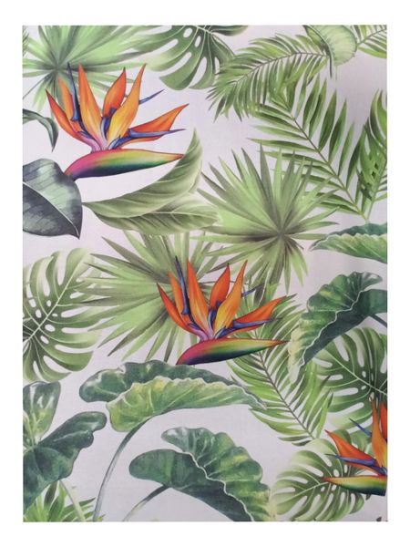 Quality 100% Cotton White tablecloth with strelitzia 145x240cm (6-8 seater)