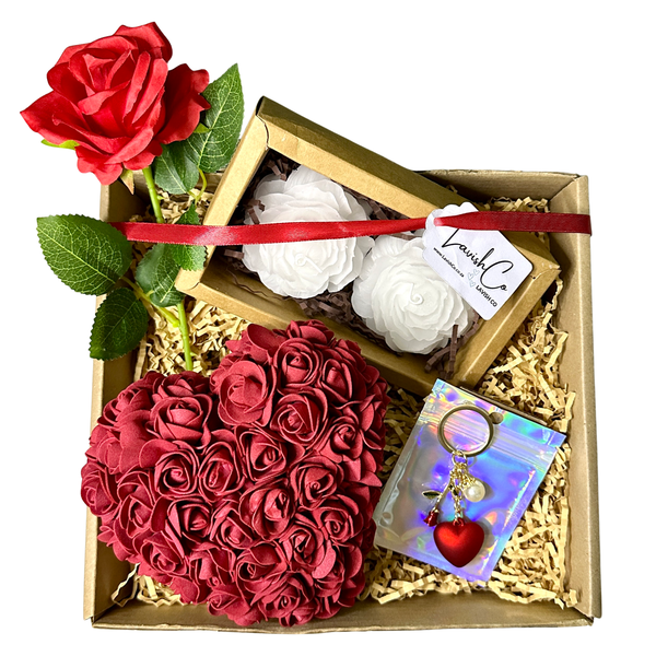 Luxury Love Gift Set - Rose Heart, Peony Candles &amp; Romantic Keepsake Box