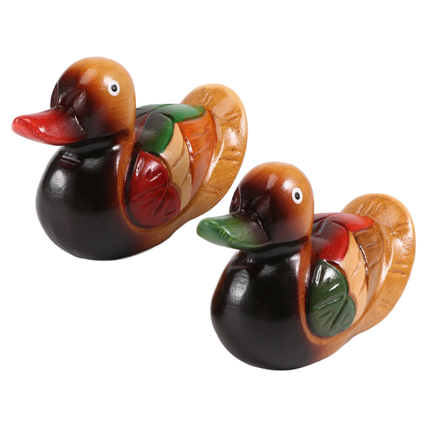 2Pcs Mandarin Duck Decoration Wooden Mandarin Duck Model Handmade