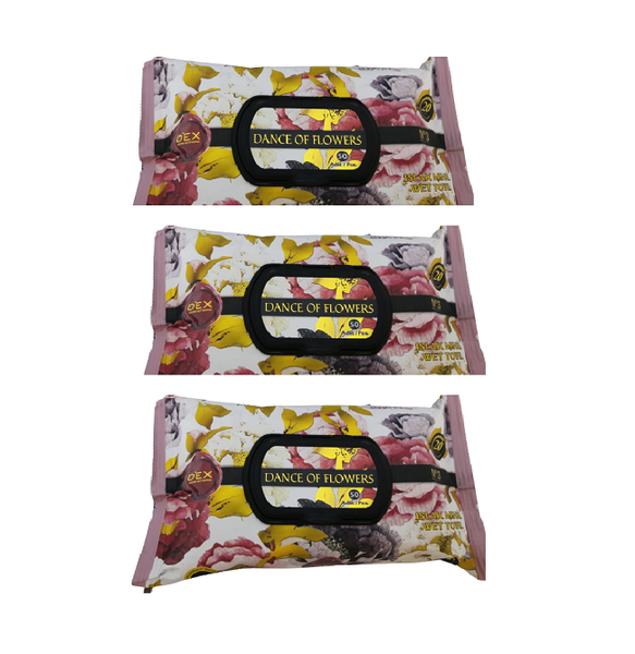 Dex Luxury Dance Of Flowers Wet Wipes 50's 3 Pack