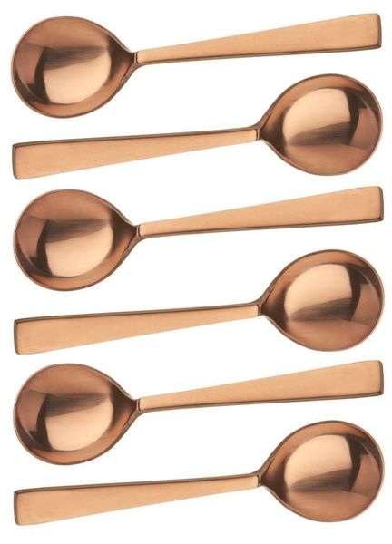 Soup Spoon Square Handle Colours Stainless Steel - 6-Piece
