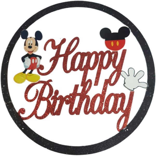 Mickey Glitter Round Wooden Sign 74cm