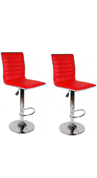 Bar Stools / Kitchen Counter Chairs - Set of 2 – Red Colour