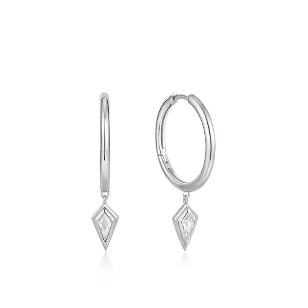 Ania Haie Sparkle Drop Pendant Hoop Earrings - Silver