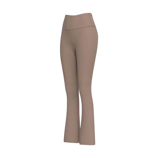 Women's High-Waist Hip-Lifting Flared Nude Yoga Pants - Brown