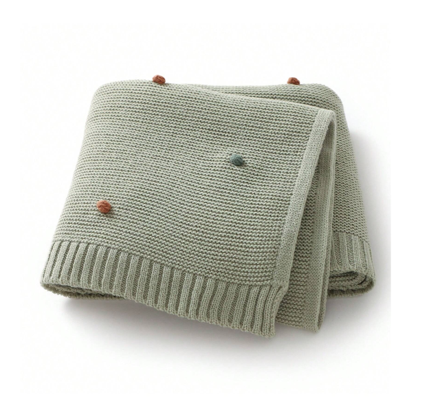Baby Swaddling Cotton Blanket Polkadot - Green